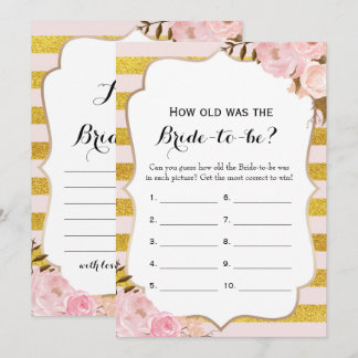 Double Side- 2 Bridal Shower Game-How Old | Advice Invitation