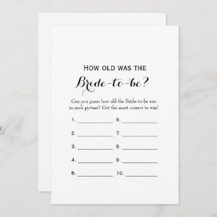 Double Side- 2 Bridal Shower Game-How Old   Advice Invitation