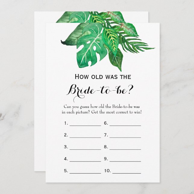 Double Side- 2 Bridal Shower Game-How Old | Advice Invitation (Front/Back)