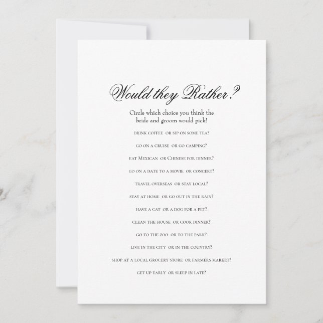 Double Side - 2 Bridal Shower Games (Front)