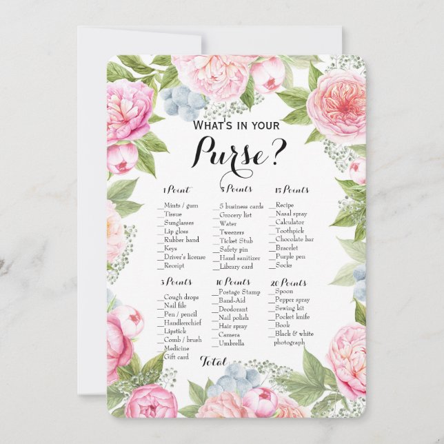 Double Side - 2 Bridal Shower Games Purse | Wishes Invitation (Front)