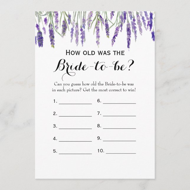 Double Side - Bridal Shower Games How Old | Advice (Front)