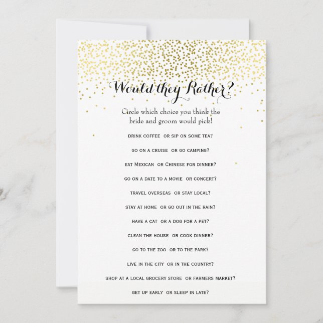 Double Side Gold Confetti Bridal Shower Games (Front)