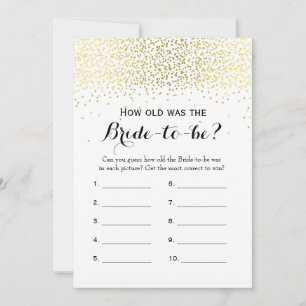 Double Side Gold Confetti Bridal Shower Games Advice Card