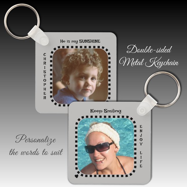 Double sided 2 photos name sunshine grey key ring (Creator Uploaded)