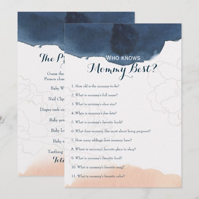 Double Sided - 2 x Baby Shower Games Invitation (Front/Back)