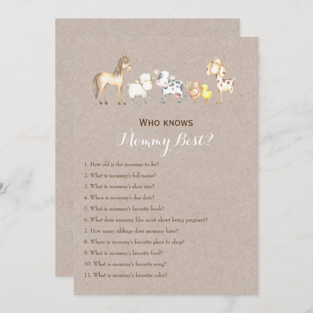 Double Sided - 2 x Baby Shower Games Invitation (Front/Back)