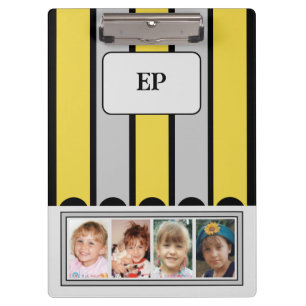 Double sided add initials 8 photos yellow grey clipboard