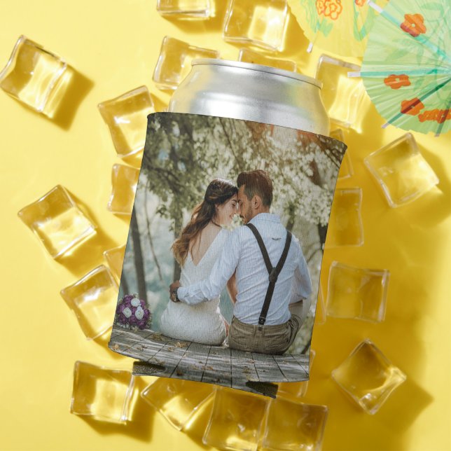 Double Sided Add Your Own Custom Wedding Photo Can Cooler (In Situ Summer)