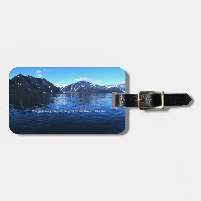 double sided alaska scene luggage tag with quotes (Front Horizontal)