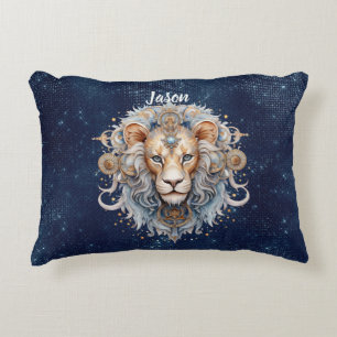 Double-sided artsy Leo sign custom name Decorative Cushion