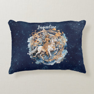 Double-sided artsy Saggitarius sign custom name Decorative Cushion