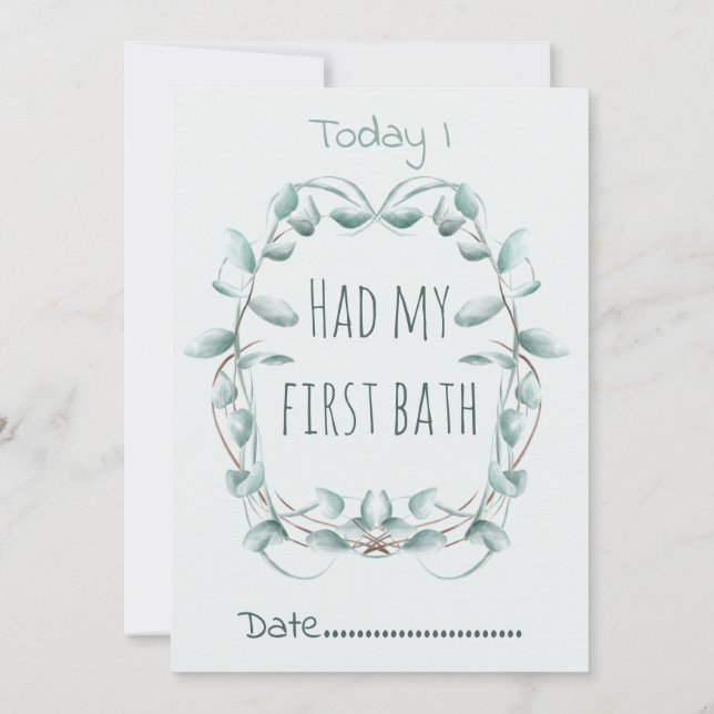 Double sided Baby Milestone Card floral border (Back)