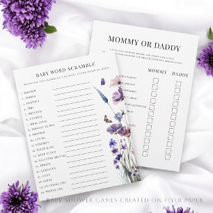Double sided baby shower game flyer