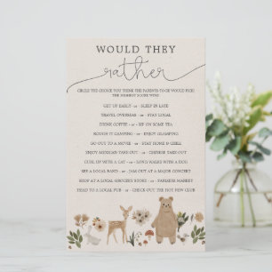 Double Sided Baby Shower Games Boho Woodland
