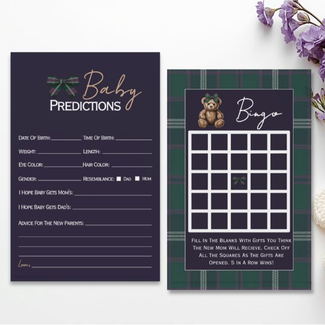Double sided baby shower games Fancy Girl Bear  (Creator Uploaded)
