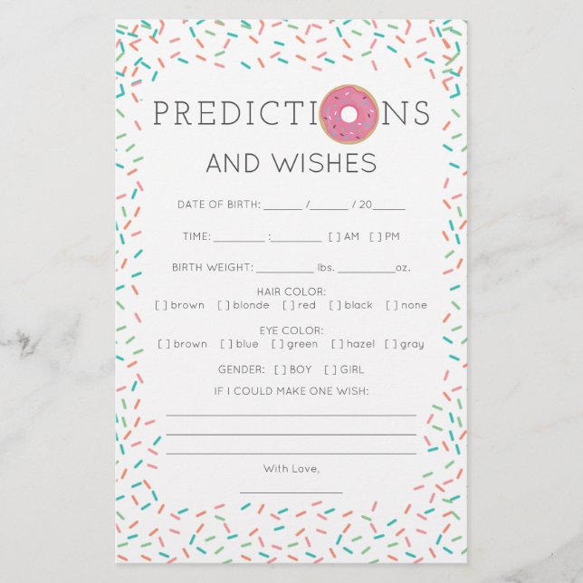 Double Sided Baby Shower Games Modern Doughnut (Front)