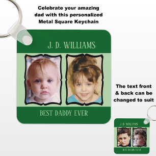 Double sided best daddy add name 4 photo green key ring