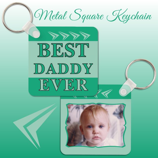 Double sided best daddy ever photo green key ring (Creator Uploaded)