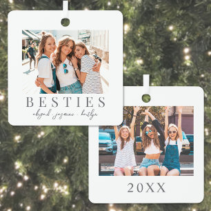 Double Sided Best Friend Photo Christmas Metal Tree Decoration