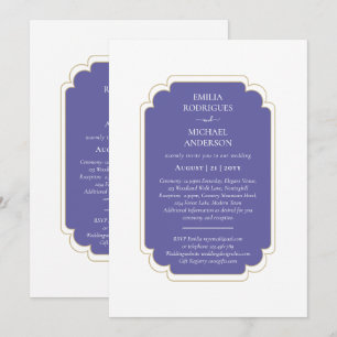 Double Sided BILINGUAL Wedding Purple Peri Invitation