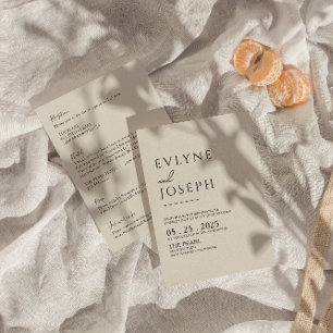 Double Sided Black & Beige Boho Neutral Wedding Invitation