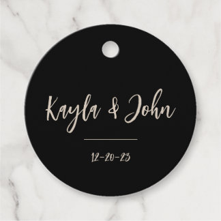 Double Sided Black Wedding Favour Thank You Tags
