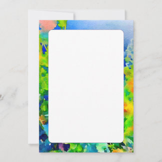 Double-sided blank vibrant abstract watercolour invitation