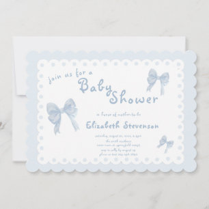 Double Sided Blue Bows Baby Shower Invitation