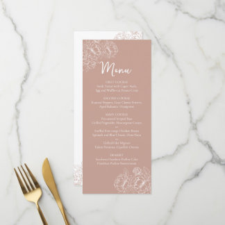 Double-Sided Blush Pink Boho Floral Wedding Drink+ Menu