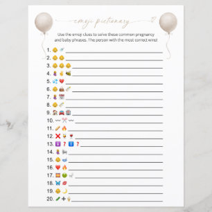 Double Sided Boho Balloon Emoji Pictionary Game
