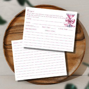 Double Sided Chic Pink Martini Themed Recipe Card