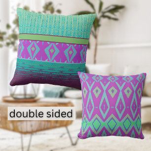 Double sided colourful pattern boho Throw Pillow