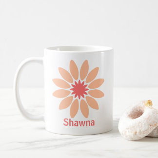 Double-Sided Custom Text and Stylized Peach Daisy Coffee Mug