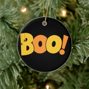 Double Sided Cute Ghost Happy Halloween  Ceramic Ornament