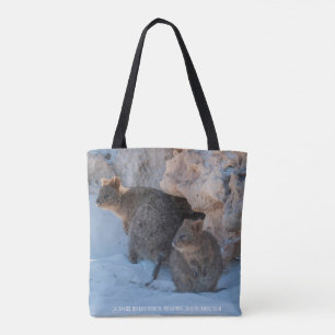 Double sided cute quokkas on the beach tote bag