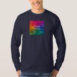 Double Sided Design Upload Company Image Logo Mens T-Shirt<br><div class="desc">Double Sided Design Upload Add Image Logo Photo Custom Personalise Template Men's Basic Long Sleeve Navy Blue T-Shirt.</div>