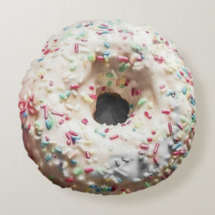 Double-Sided Doughnut: Rainbow Sprinkles & Chocola Round Cushion