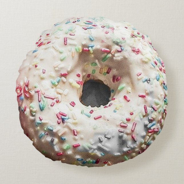 Double-Sided Doughnut: Rainbow Sprinkles & Chocola Round Cushion (Front)