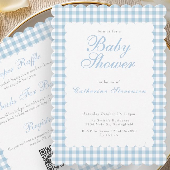 Double Sided Dusty Blue Baby Shower Invitation (Creator Uploaded)