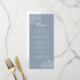 Double-Sided Dusty Blue Boho Floral Wedding Drink+ Menu