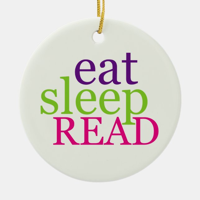 Double-Sided Eat, Sleep, READ - Retro Ceramic Ornament (Front)