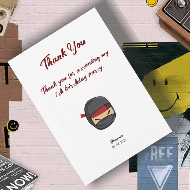 Double-sided editable ninja-themed thank you card (Creator Uploaded)