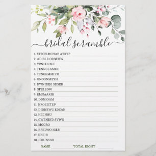 DOUBLE SIDED Elegant Eucalyptus Bridal Shower Game