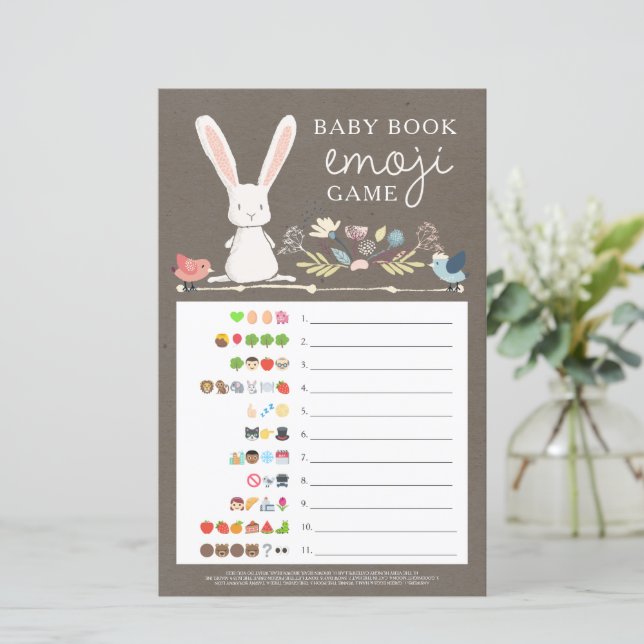 Double Sided Emoji Baby Shower Game A Little Bunny (Standing Front)