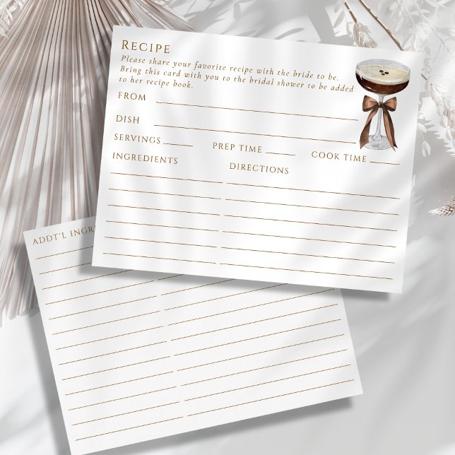 Double Sided Espresso Martini Themed Recipe Card (Creator Uploaded)
