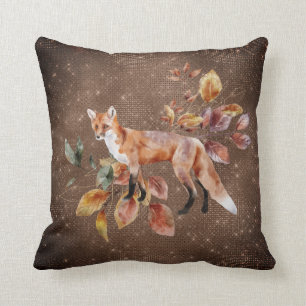 Double-sided Fall theme fox and foliage custom Thr Cushion