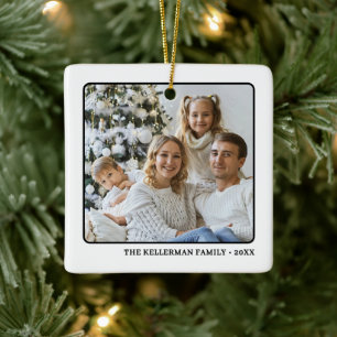 Double Sided Family Two Photo Christmas Ceramic Ornament