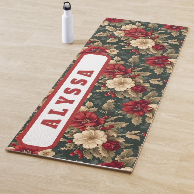 Double Sided, Floral & Diagonal Stripes Yoga Mat (In Situ)