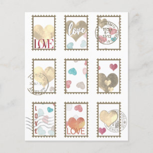 Double-sided French Heart Postage Stamps 1 x 1.5"